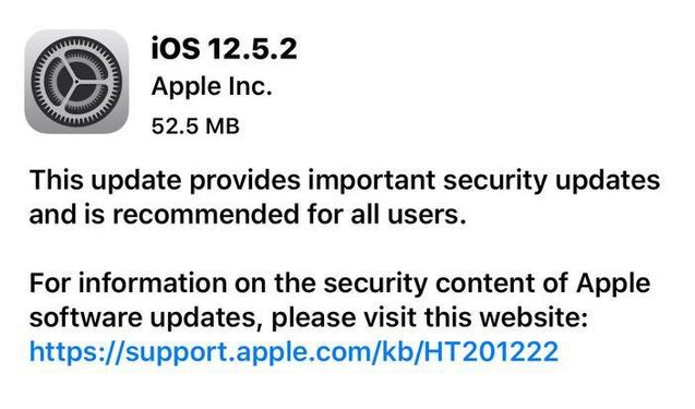 和政苹果手机维修分享iOS12.5.2发布，建议所有老苹果用户安装 